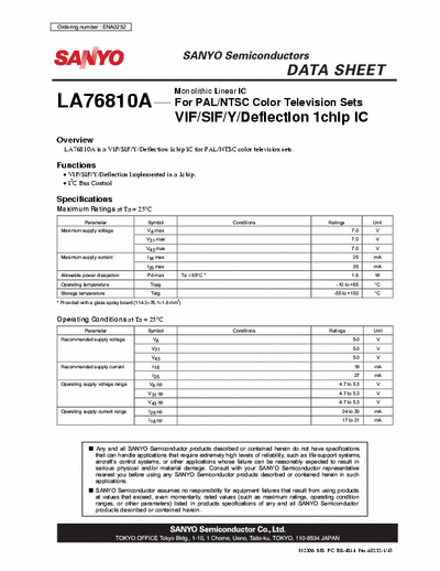 Sanyo  Datasheet LA76810A