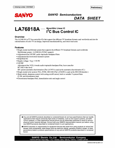SANYO  Datasheet of IC LA76818A