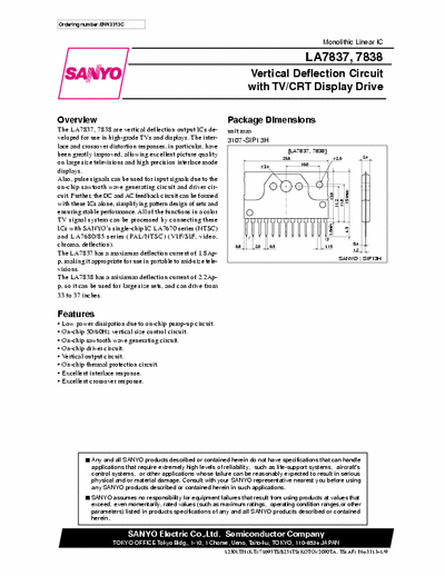 Sanyo LA7838 Datasheet