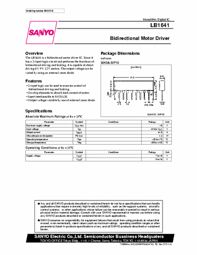 sanyo LB1641 MOTOR DRIVER