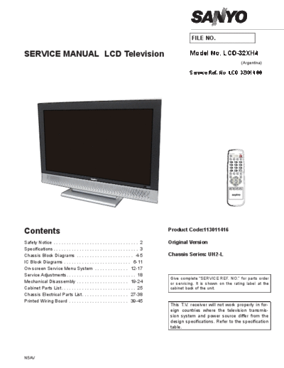 sanyo LCD32XH4(N5AV) tv lcd 32¨