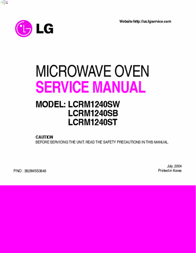 LG LCRM1240SW_SB_ST LG MICROWAVE OVENS LCRM1240SW LCRM1240SB LCRM1240ST