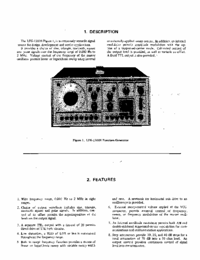 LEADER LFG-1300S 2 Mhz Function Generator  - looking for a user / operators manual & service / calibration information for this model of test equipment.  - D.O.M. approx 1999