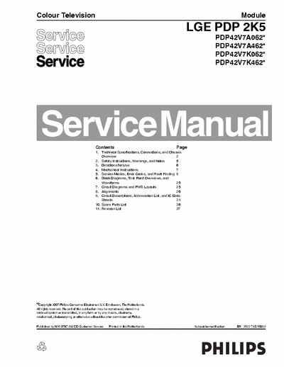 LG 42V7 Repair manual for LGE 42V7 plasma panel