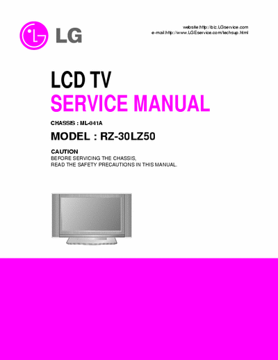 LG RZ-30LZ50 SERVICE MANUAL FOR LCD TV