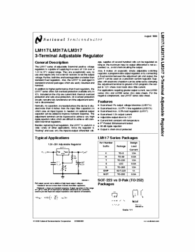 National semiconductor LM117 LM117 LM117A LM317 3-terminal adjustable regulator