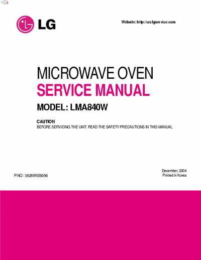 LG LMA840W LG Microwave OVENS LMA840W SERVICE MANUAL