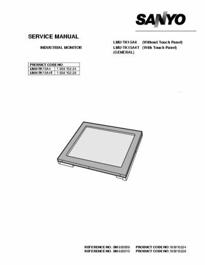 Sanyo LMU-TK15A4 LMU-TK15A4  Industrial Monitor Service Manual