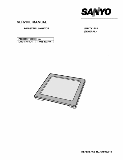 Sanyo LMU-TK15C4 LMU-TK15C4  Industrial Monitor Service Manual