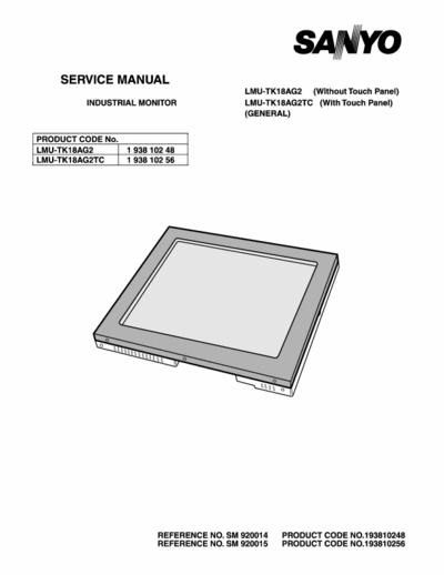 Sanyo LMU-TK18AG2-TC LMU-TK18AG2-TC  Industrial Monitor Service Manual