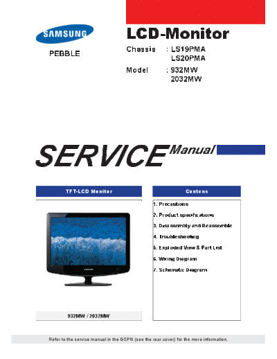 SAMSUNG LS19PMA, LS20PMA Service Manual