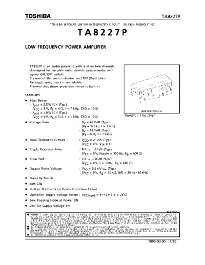   LS2027 = TA8227P = LA 4627 audio amp ic