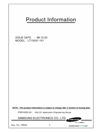 samsung LT150X1-151 samsung lcd 15inch module description