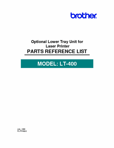 BROTHER LT-400 PART LIST BROTHER LT-400