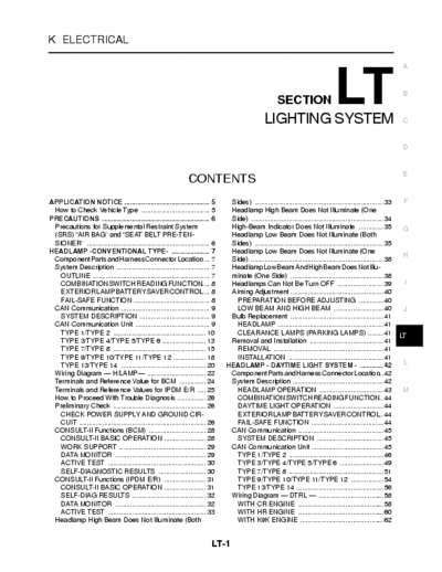 Nissan Micra [ver. K12] Service Manual Lighting System - [Tot. File 23.6Mb] Part 1/3 - pag. 8+20+256+280