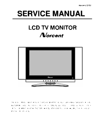 NORCENT LT2722 Manual de servicio completo del Display LCD con funciones de TV y Monitor. Marca: NORCENT. Modelo: LT2722