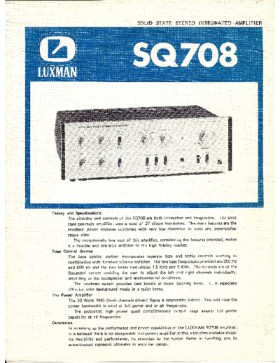 Luxman SQ708 Spécifications Integrated stereo amplifier
