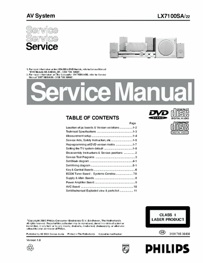Philips LX7100SA Service Manual Audio Video System - (10.525Kb) 5 Part File - pag. 62