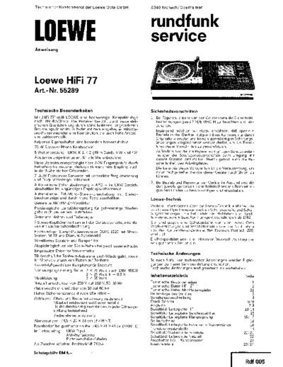 Loewe-Opta HiFi 77 service manual