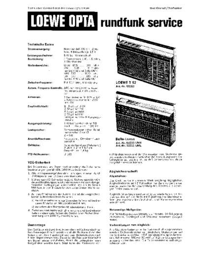 Loewe-Opta T 92 Bella Luxus service manual