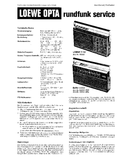 Loewe Opta T 92 Bella Luxus service manual