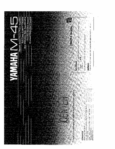 Yamaha M 45 Power Amp Owner Manual