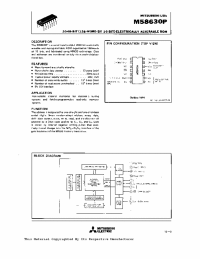 Mitsubishi M58630P M58630P 2048 bit (128 word by 16 bit) electrically alterable ROM