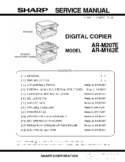 Sharp AR-M207E SERVICE MANUAL