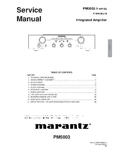 MARANTZ pm5003 MARANTZ AMPLIFIER PM5003 service manual