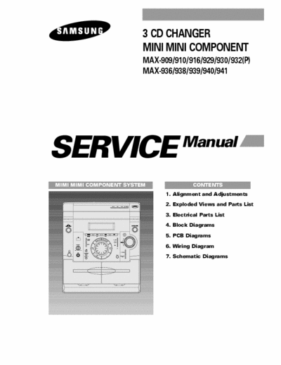 Samsung MAX-909 3 CD CHANGER
MINI MINI COMPONENT
MAX-909/910/916/929/930/932(P)
MAX-936/938/939/940/941