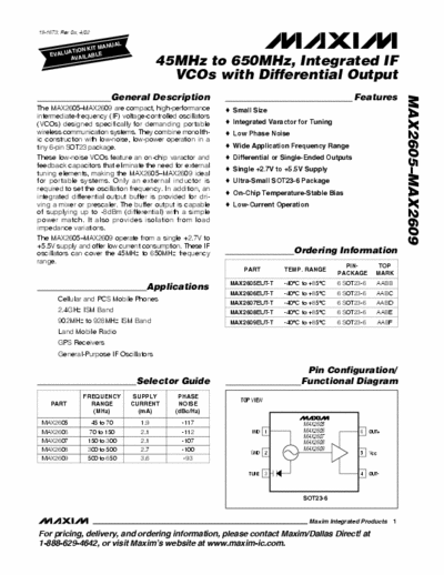 Maxim MAX2605-MAX2609 MAX2605-MAX2609 datasheet info