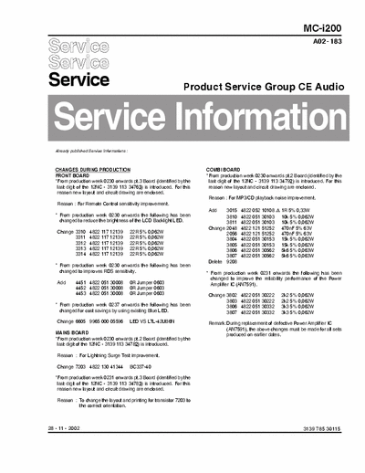 Philips MC-i200 Service Information Prod. Serv. Group CE Audio A02-183 (28-11-2002) - pag. 19