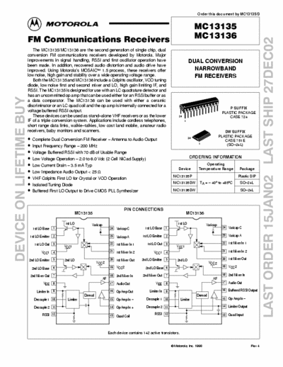 Motorola MC33135 MC33135 datasheet > new model after MC3362 production stoped