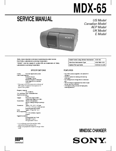 Sony MDX-65 MDX-65