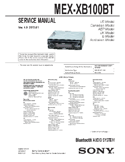 SONY MEX-XB100BT Service Manual for MEX-XB100BT