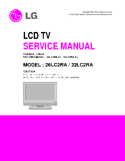LG 26LC2RA / 32LC2RA LCD TV Service Manual