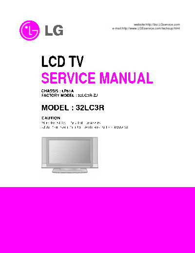 LG 32LC3R LCD TV SERVICE MANUAL