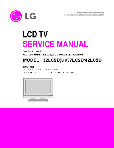 LG 32LC2D(U)/37LC2D/42LC2D LCD COLOR MONITOR SERVICE MANUAL