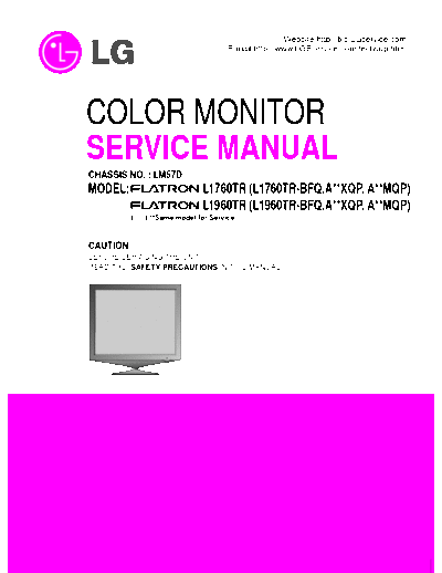 LG L1760TR / L1960TR LCD COLOR MONITOR SERVICE MANUAL