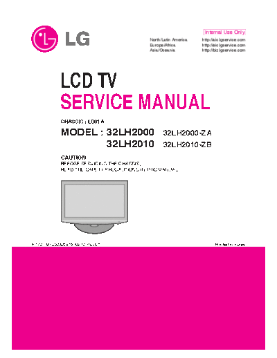 LG 32LH2000 , 32LH2010 P/No: MFL50326815 0912-REV01