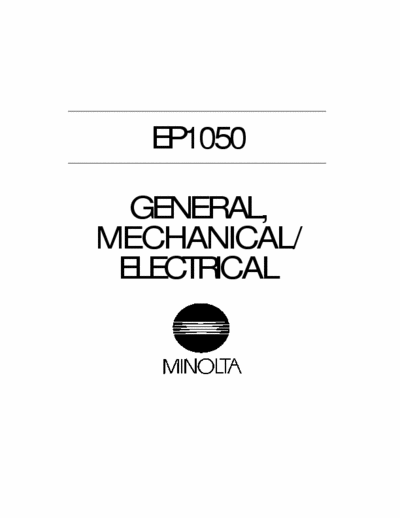 MINOLTA EP1050 Minolta Copier
Model: EP1050
Service Manual