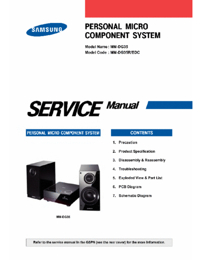 SAMSUNG MM-DG35_36, MM-G35, MM-DA25 Service Manual