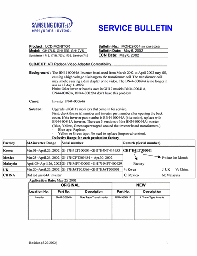 samsung all service bulletin monitor samsung - 2of3 zip