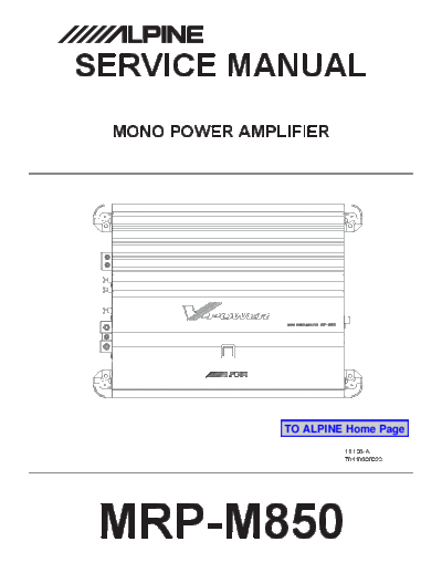 Alpine MRP-M850 Mrp-m850 Service Manual