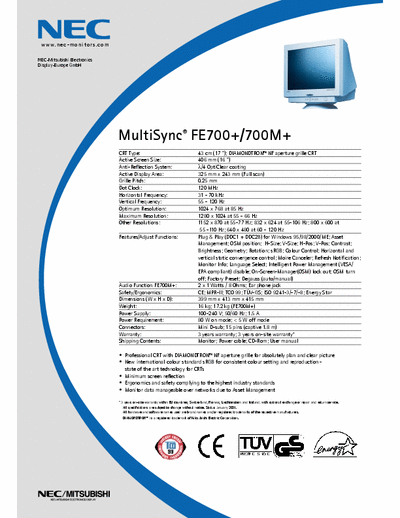 NEC 700+ monitor NEC 700+ pdf