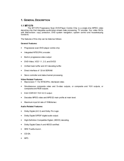 Media Tek  MT1379 datasheet