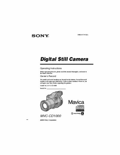 Sony MVC-CD1000 80 page user