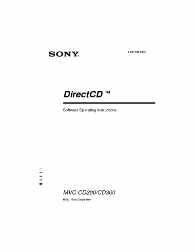 Sony MVC-CD200 16 page software operating instructions for Sony DirectCD D-cams MVC-CD200 & MVC-CD300