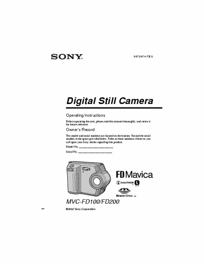 Sony MVC-FD100 100 page user
