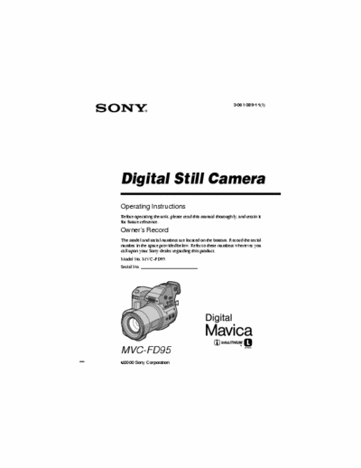 Sony MVCFD95 Complete owner/user manual & operating instructions in English & Espanol.